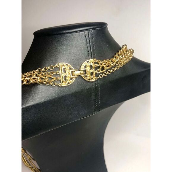 1025 Monet Vintage Gold tone Layered link chain 24" necklace - Picture 3 of 4